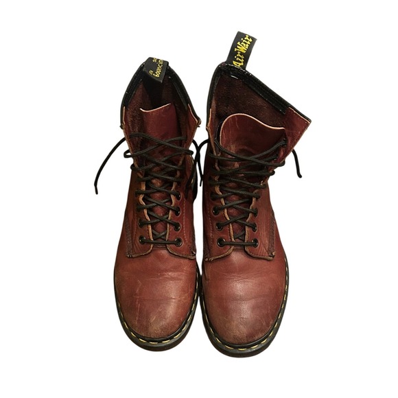 Dr. Martens Shoes - Vintage Dr. Martens 1460 Boots Burgundy Good Made In England 8-Eye Leather Sz 6